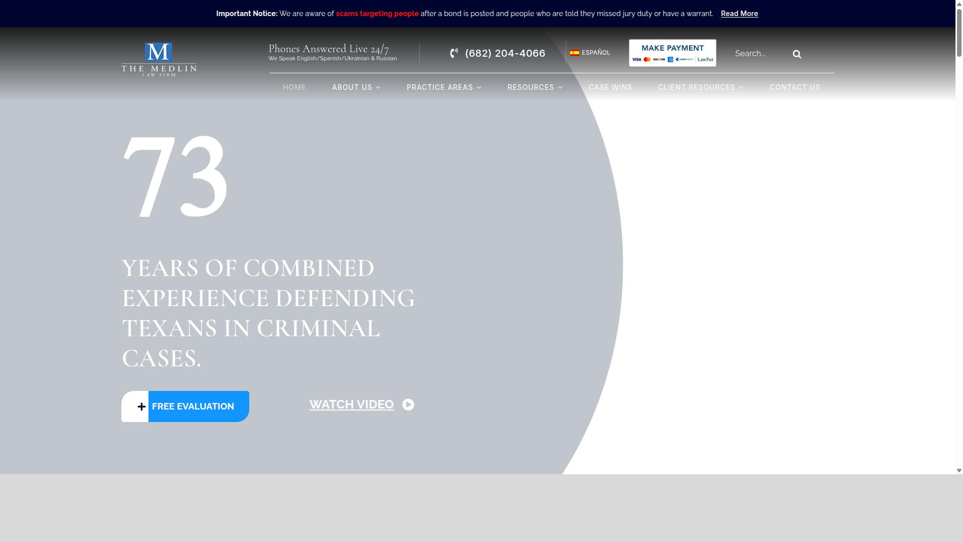 The Medlin Law Firm website